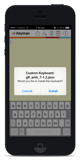 Installing the keyboard into native app