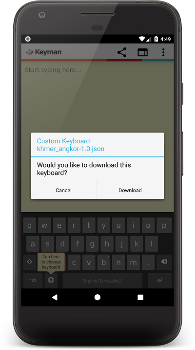 Installing the keyboard into native app