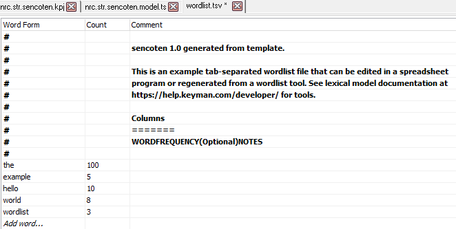 Example wordlist.tsv generated by template