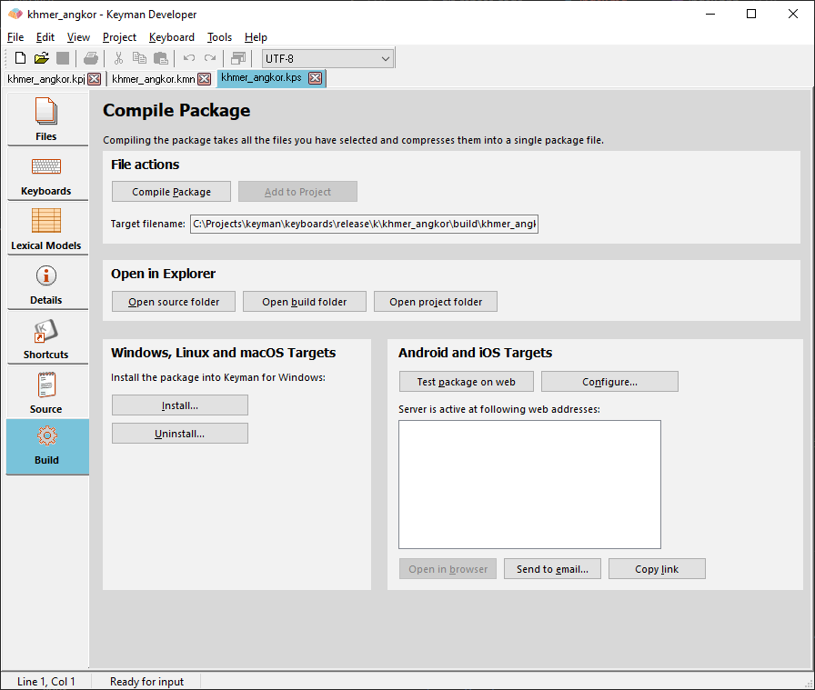Package Editor - Compile tab