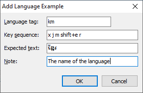 Package Editor - Edit Example dialog