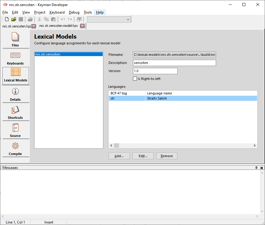 Lexical Model Info