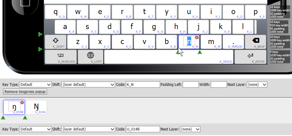 longpress row on
n