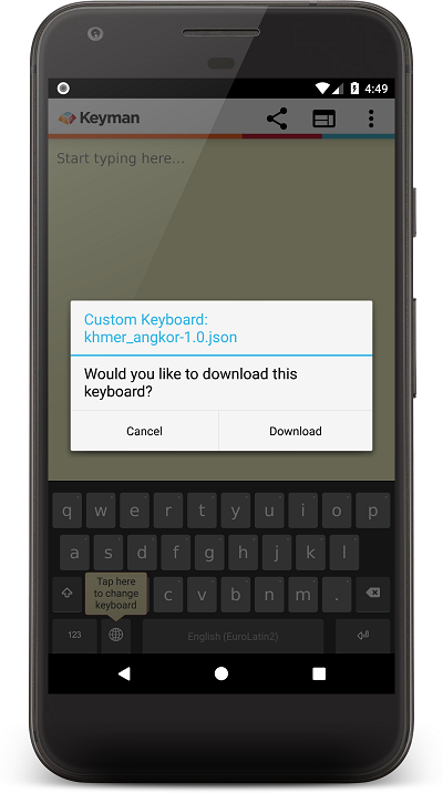 Installing the keyboard into native
app