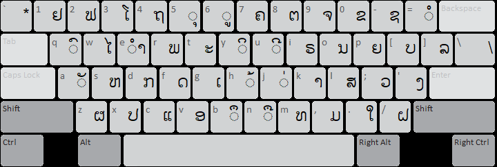 Kmhmu 2008 keyboard layout: normal (default) state