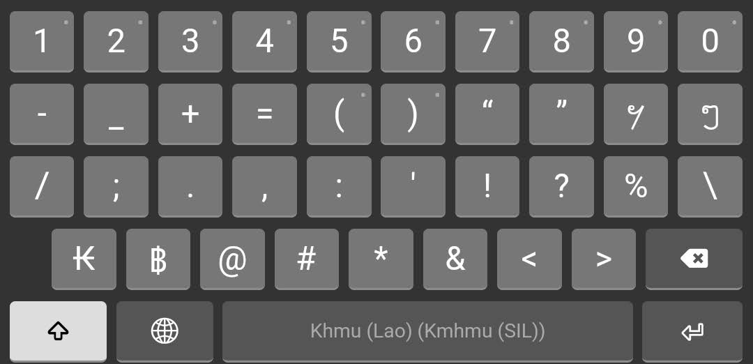 Kmhmu (SIL) Mobile keyboard layout: Symbol