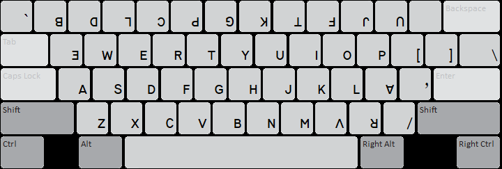 Lisu Standard Keyboard: Unshifted (default) state