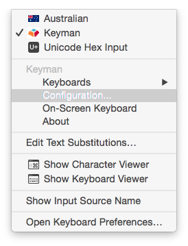 Keyman Configuration in menu