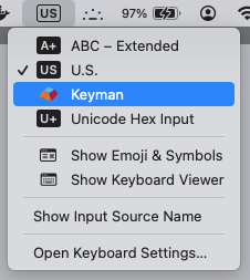 Input menu